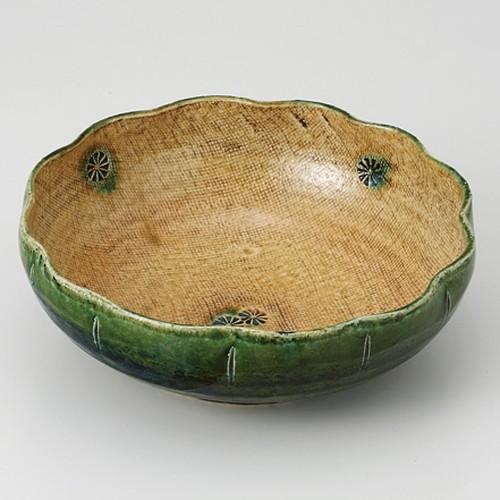 2024高い素材  350g 5.8cm x 17 [ 輪花向付 黄瀬戸織部布目 向付 ☆ ] 料亭 【 皿・プレート