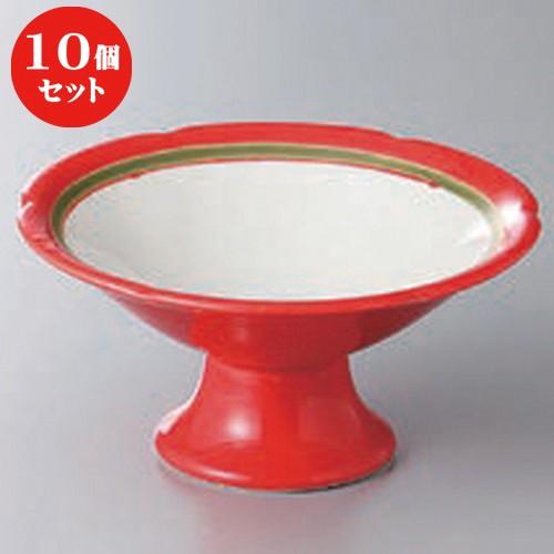 10個セット ☆ 高台小鉢 ☆赤釉高台白抜小鉢 [ 13 x 6.5cm ]  | 小鉢 和食器 洋食器 おしゃれ 業務用