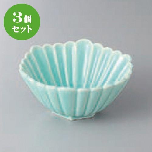 3個セット☆ 小鉢 ☆マリンブルー菊彫六角小鉢 [ 13.2 x 12.6 x 6cm ]  | 小鉢 和食器 洋食器 おしゃれ 業務用