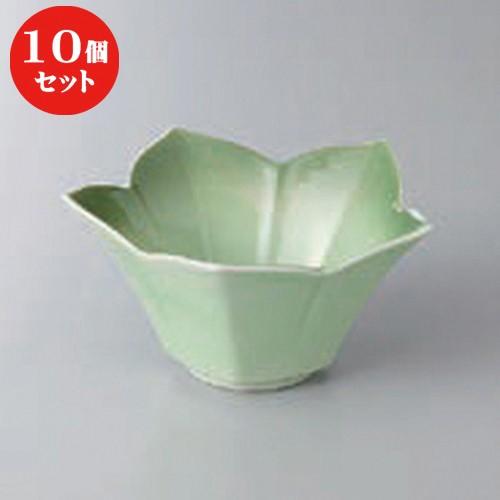 10個セット ☆ 小鉢 ☆緑彩花型小鉢 [ 11.2 x 5.7cm ]  | 小鉢 和食器 洋食器 おしゃれ 業務用