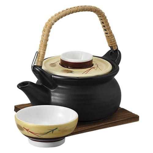 土瓶むし 黒マット金彩武蔵野つる型土瓶蒸し [14.5 x 10 x 7cm 240cc] 強化 直火 料亭 旅館 和食器 飲食店 業務用