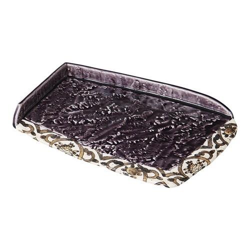 ☆ 前菜皿 ☆紫釉岩肌ペルシャ紋前菜皿 [ 26.8 x 18.4 x 4.3cm ] 【 料亭 旅館 和食器 飲食店 業務用 】