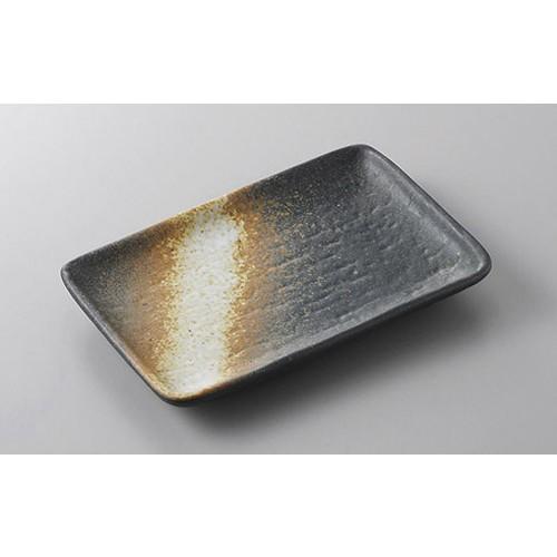 新品 備前焼 小西陶古 角皿 長方形 土物 皿 焼物皿 黒備前6.0長角皿 [17.3 x 11.7 2cm] 土物 料亭 旅館 和