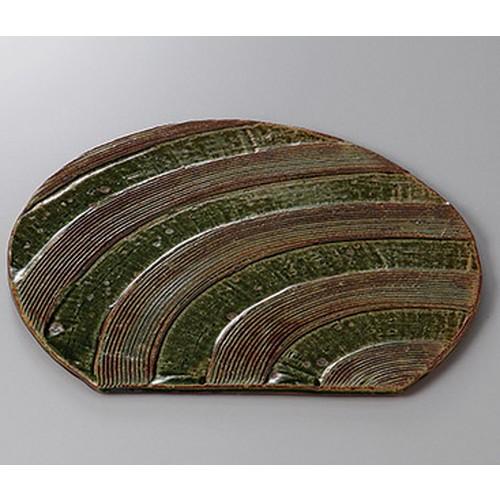 ☆ 丸盛皿 ☆織部うちわ皿 大 [ 27.5 x 24.7 x 1cm ] | 盛皿 大皿 和食器 洋食器 おしゃれ 業務用