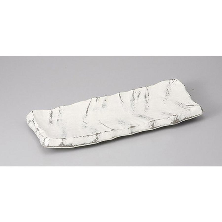 和食器 長角盛皿 / 粉引拭取りガタ彫12.0皿 寸法:37 x 14.5 x 4cm | 盛皿 大皿 和食器 洋食器 おしゃれ 業務用