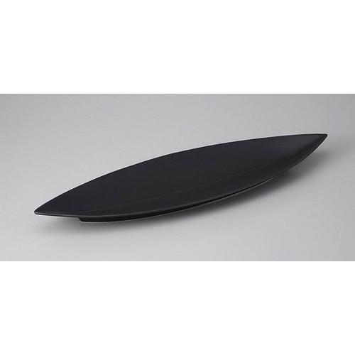 変形盛皿 笹型長皿(中)黒 [44 x 10.5 x 2.8cm] | 変形皿 盛皿 和食器 洋食器 おしゃれ 業務用