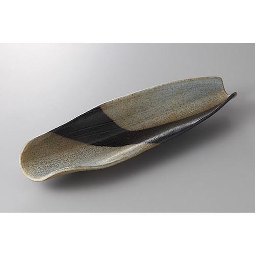 ☆ 変形盛皿 ☆黒潮葉月大 [ 40.5 x 11.5 x 6.5cm ] | 盛皿 大皿 和食器 洋食器 おしゃれ 業務用
