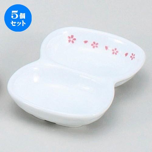 5個セット☆ そば用品 ☆小町 ピンク二品皿 [ 13.9 x 9.2 x 2.5cm ] 【 蕎麦屋 定食屋 和食器 飲食店 業務用 】