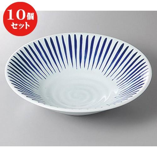10個セット ☆ めん皿 ☆藍十草８.０鉢 [ 26.5 x 6.8cm ] 【 蕎麦屋 定食屋 和食器 飲食店 業務用 】