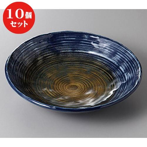 10個セット ☆ めん皿 ☆青風手捻り８寸盛皿 [ 24 x 5.5cm ] 【 蕎麦屋 定食屋 和食器 飲食店 業務用 】