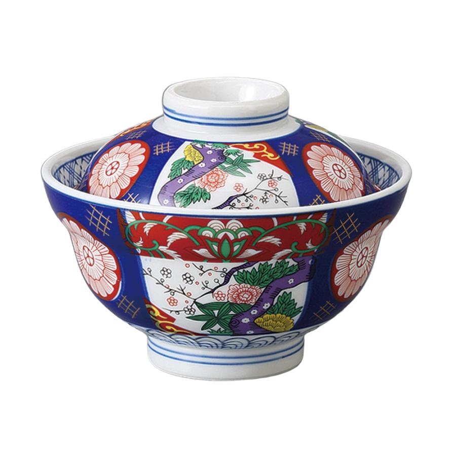 源右衛門 古伊万里 丼 小どん どんぶり 蓋付き 牡丹 染錦 染付 5客 木箱 染付 蓋付き お椀 丼 蓋付き丼 ご飯 どんぶり 古伊万里 茶碗 器 陶器