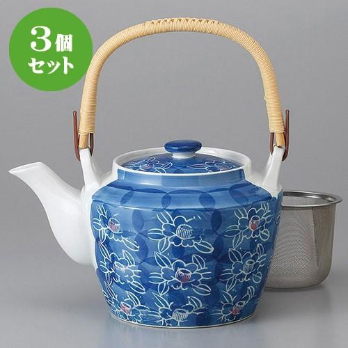 3個セット☆ 有田土瓶 ☆墨はじき牡丹Ｕ付８号土瓶 [ 16 x 13.5cm 1500cc ] 【 料亭 旅館 和食器 飲食店 業務用 】