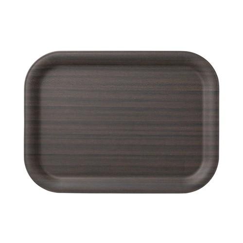 トレー お盆 / 木目樹脂カフェトレイ(中)ダークブラウン 寸法: 36.7 x 26.7 x 1.8cm