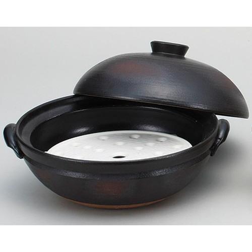 ☆ むし鍋 ☆鉄釉８号蒸し鍋(サナ付) [ 29.5 x 26 x 16.5cm ] 【 料亭 旅館 和食器 飲食店 業務用 】