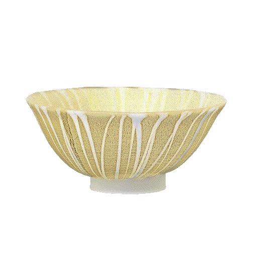 茶道具 / 新倉晴比古 ガラス平茶碗 金彩レイユール紋 寸法:15×6cm 