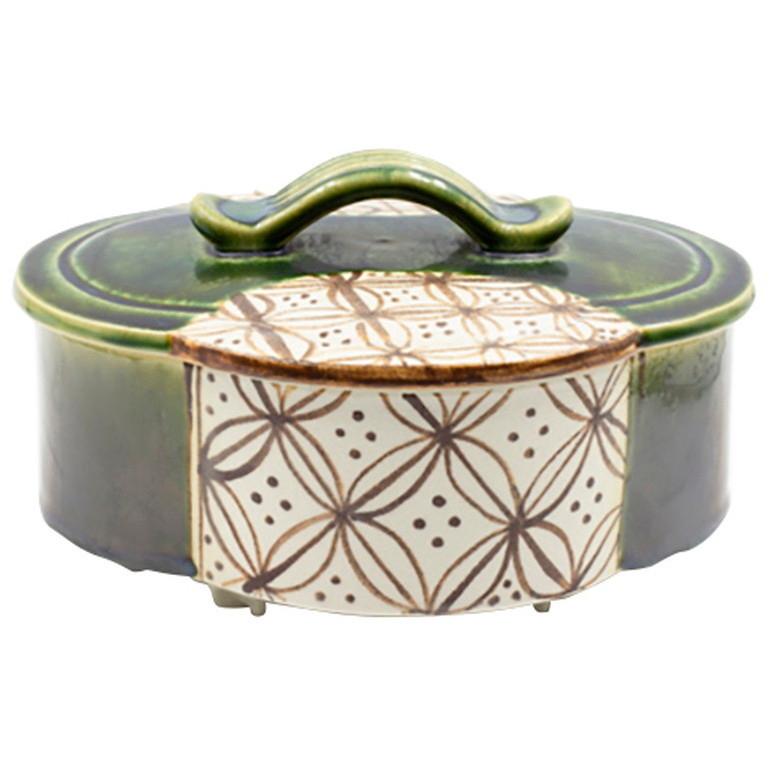 和食器 円菓子 織部木瓜食籠 大（景陶作） 化粧箱入 寸法:21×12cm