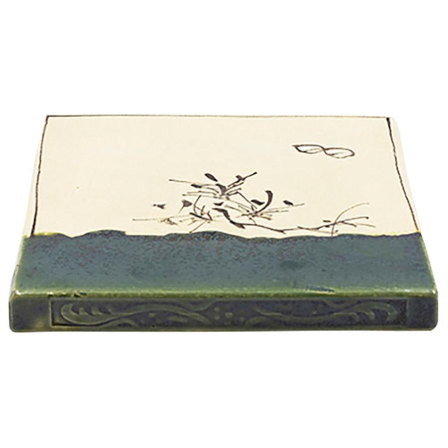 茶道具 その他 / 織部 敷瓦 小 ボール箱入り 寸法:22.4×22.4cm 2580g