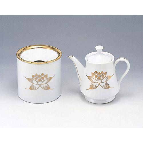 仏具 仏壇用 白 金 蓮 陶器 水差し 水こぼし 湯呑み セット 未使用
