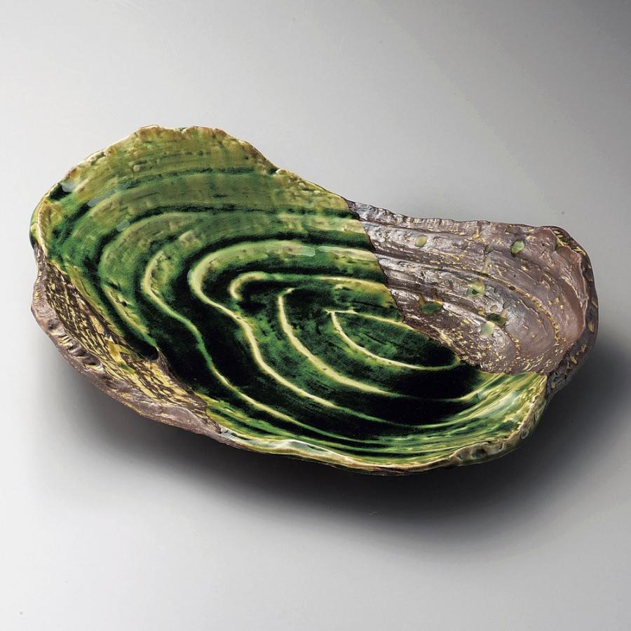 大鉢 錆釉ヒワ流渦彫11.0盛皿 [ 35.2 x 27.5 x 8.2cm ] | 盛皿 大皿 和食器 洋食器 おしゃれ 業務用