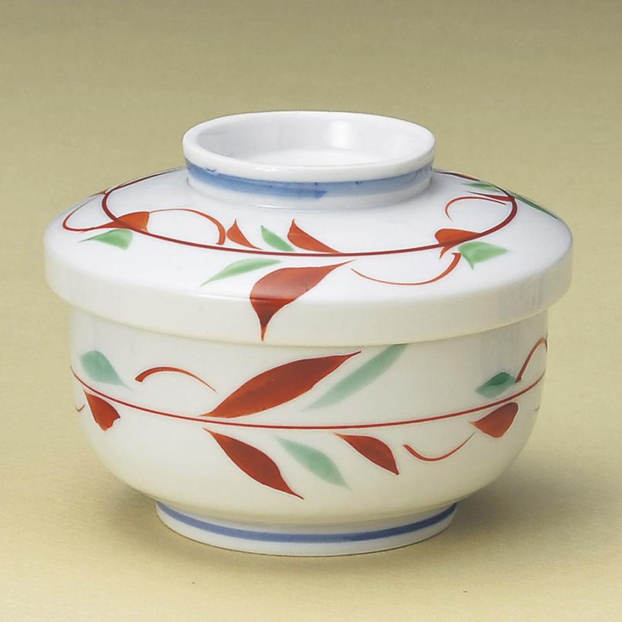 むし碗 赤絵ツタ花平むし碗 [ 11.5 x 8.2cm 350cc ] 料亭 旅館 和食器