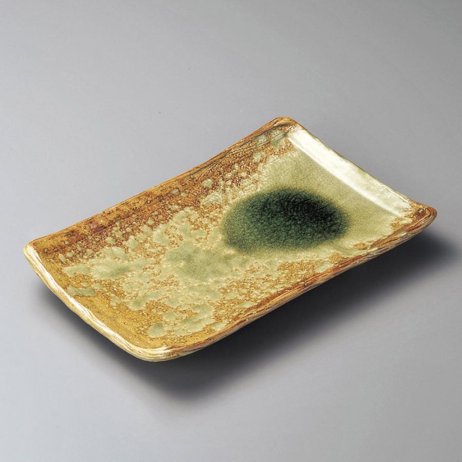 角皿 灰釉足付長角皿（信楽焼） [ 32 x 21 x 4cm ] 料亭 旅館 和食器 飲食店 業務用