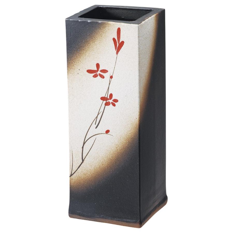 傘立て 赤絵付角型傘立（信楽焼） [ 17 x 17 x 46珊 ] 小料理屋 はたご屋 和食器 飲食店 御役目用 家具、インテリア-傘立て