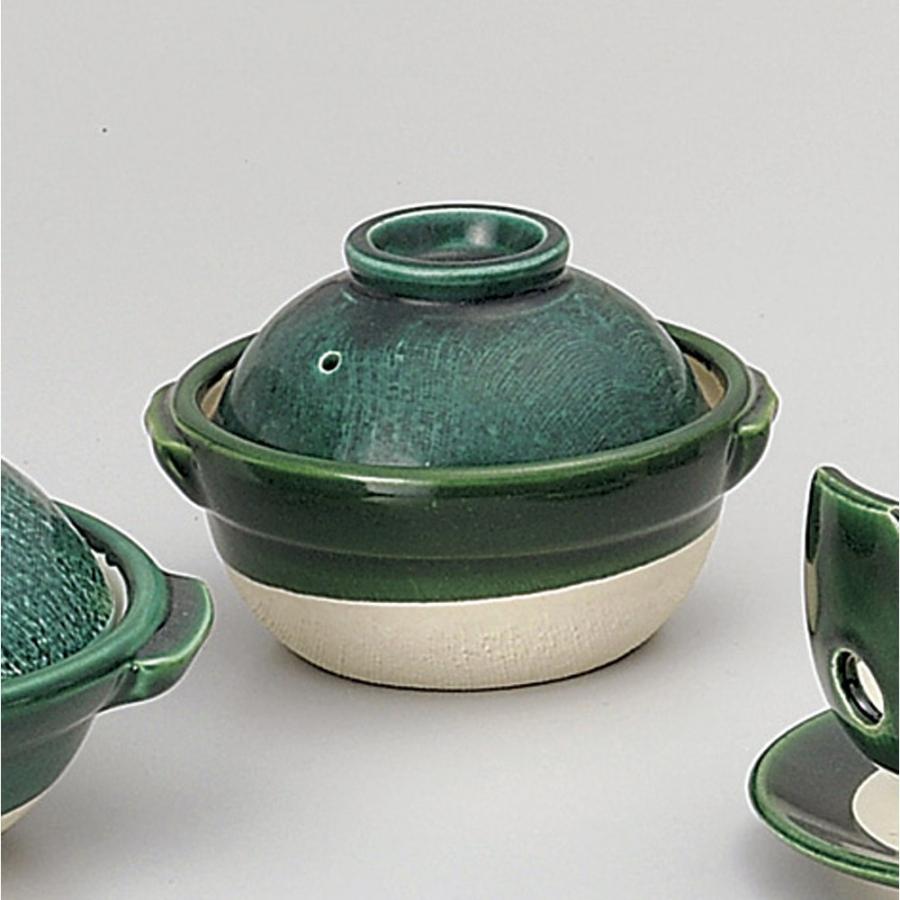 特選土鍋 緑であること交趾4.3号土鍋（有田焼） [ 13.5 x 3珊 ] 小料理屋 はたご屋 和食器 飲食店 御役目用 調理器具-鍋、グリル