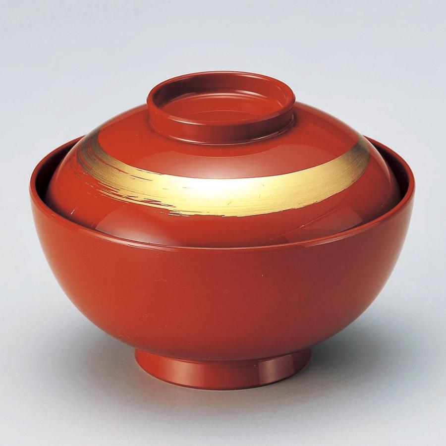 TA］4.5寸仙才雑煮椀 朱内朱一筆身・蓋 [ 13.7 x 10.1cm 500cc