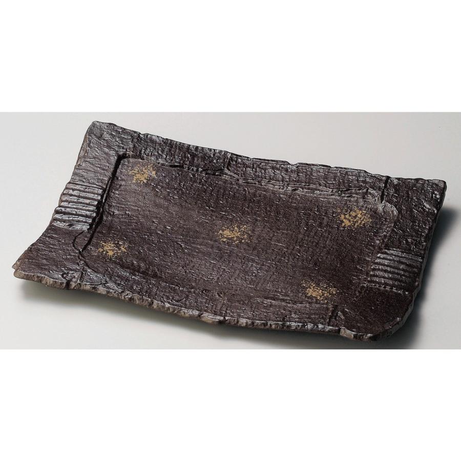 ☆ 長角大皿 ☆ 炭化土砂目長角13.0盛皿 [ 38 x 27.4 x 4cm ] 【 料亭 旅館 和食器 飲食店 業務用 】