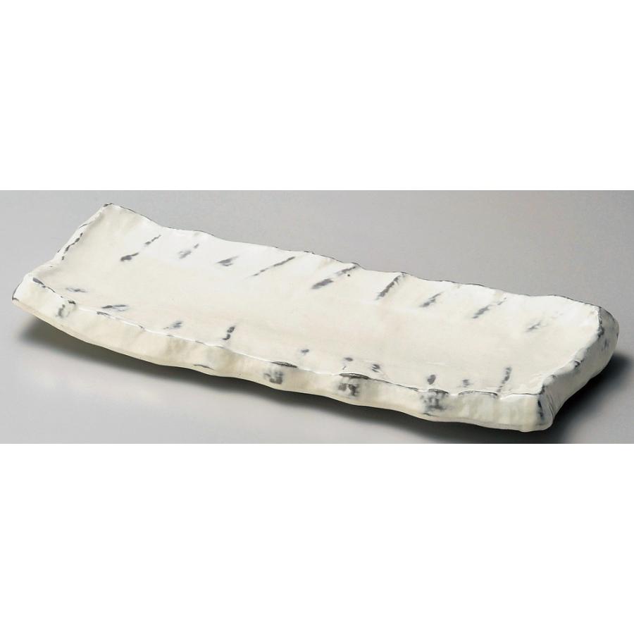 ☆ 細長皿 ☆ 粉引拭取りガタ彫12.0皿 [ 37 x 14.5 x 4cm ] 【 料亭 旅館 和食器 飲食店 業務用 】