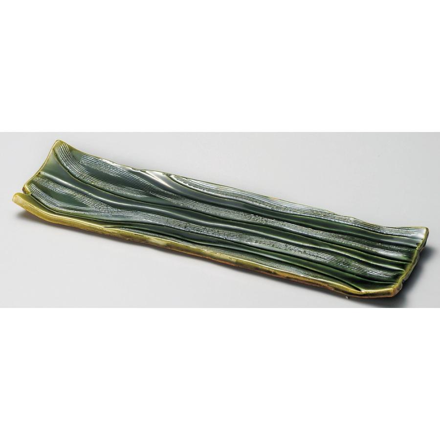 ☆ 細長皿 ☆ 織部クシメ長盛皿 [ 44 x 13.5cm ] 【 料亭 旅館 和食器 飲食店 業務用 】