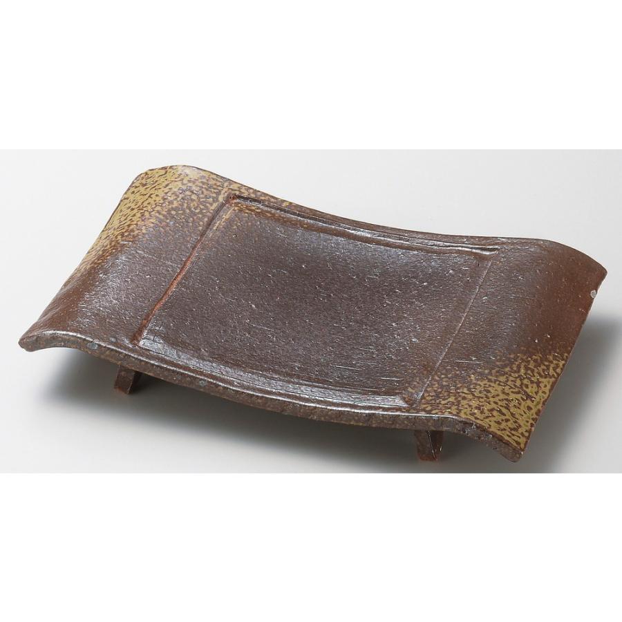 ☆ 角中皿 ☆ 手造り備前風弓型8.5前菜長角皿 [ 26.5 x 16.5 x 3.8cm ] 【 料亭 旅館 和食器 飲食店 業務用 】