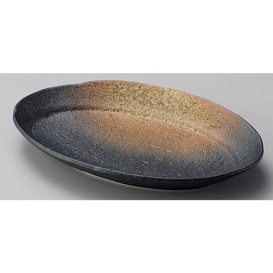 ☆ 楕円皿 月光黒備前23cm長丸皿 [ 23 x 15.4 3cm ] | 和食器