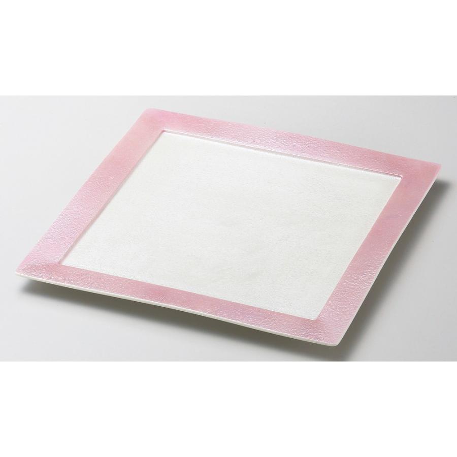 ☆ 角大皿 ☆ ピンクラスターリム付27cm角皿 [ 27 x 27 x 1.5cm ] 【 料亭 旅館 和食器 飲食店 業務用 】