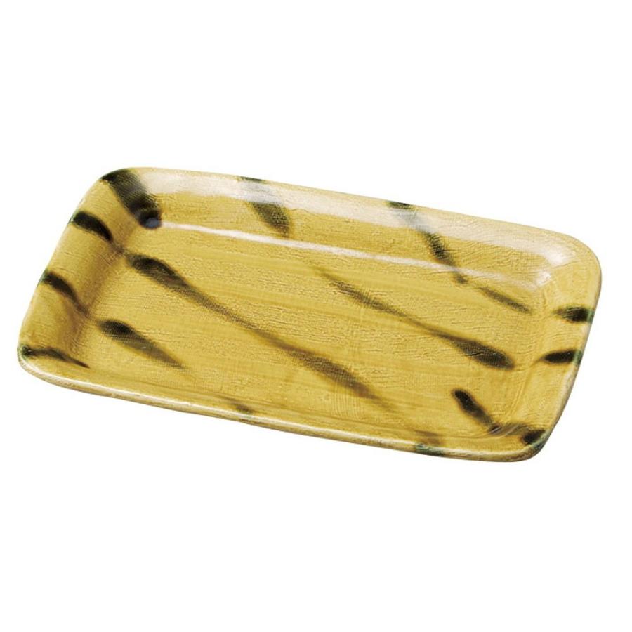 和食器 変形大皿 / 黄交趾32.5cm長角皿 寸法: 32.5 x 20.5 x 3.2cm