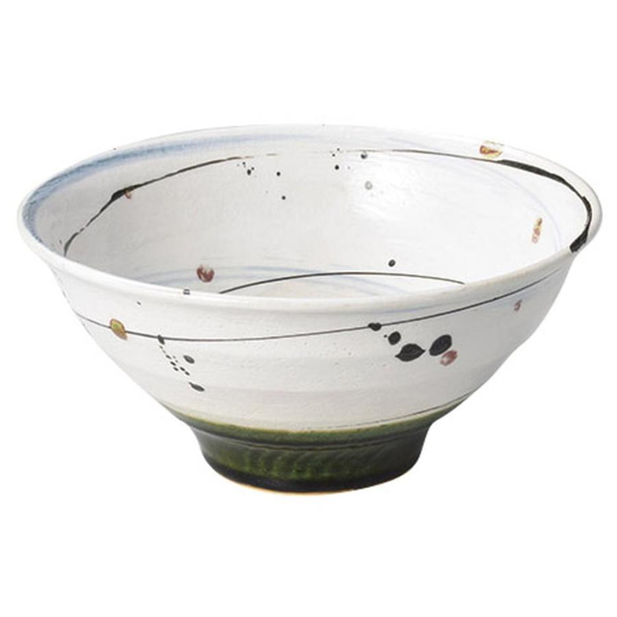 和食器 多用丼 / 織部粉引乱線リム麺丼(大) 寸法: φ21 x 9.8cm