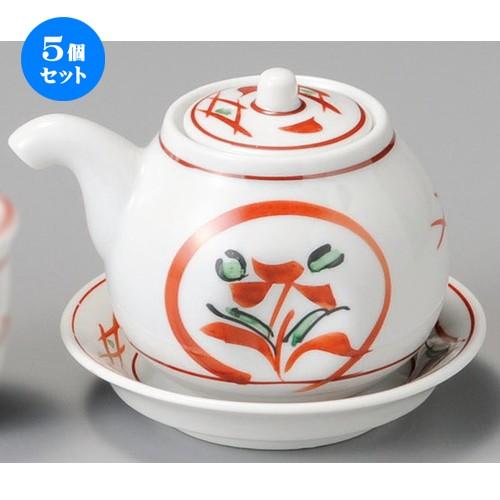 ☆ 調味料入 ☆ 丸紋赤絵汁次（受皿付） [ 80 x 70mm・120cc ] 【居酒屋 定食屋 和食器 飲食店 業務用 】