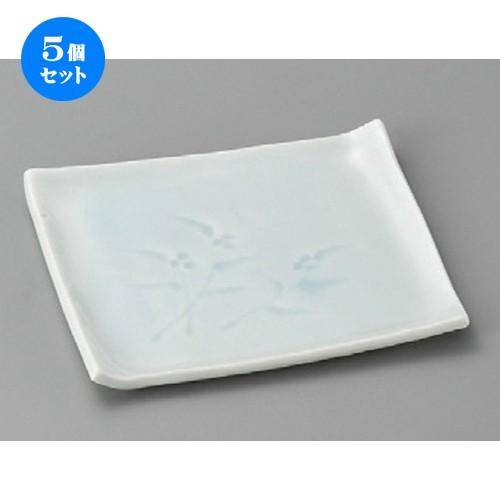 5個セット ☆ のり皿 ☆ 青白磁つゆ草長角6.0前菜皿 [ 148 x 125mm ] 【料亭 旅館 和食器 飲食店 業務用 】