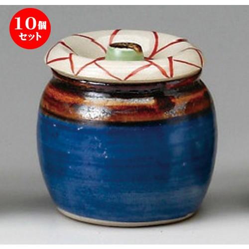 10個セット ☆ 蓋付カメ ☆ 花紋ミニツボ（青） [ 65 x H70mm・120cc ] 【料亭 旅館 和食器 飲食店 業務用 】