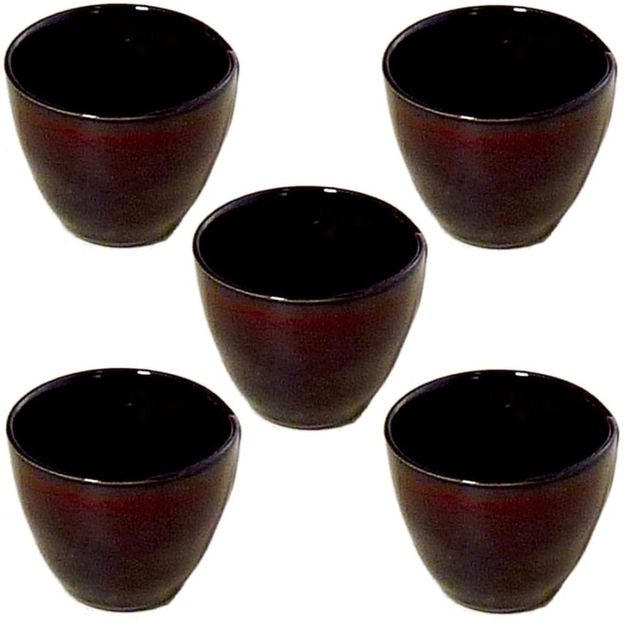 5個セット ☆ 冷酒 ☆ うるしブラウンはす型冷酒盃 [ 65 x 52mm ] 【居酒屋 割烹 和食器 飲食店 業務用 】