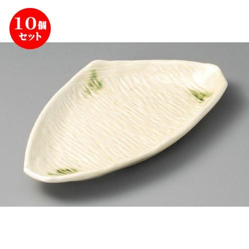 10個セット ☆ 焼物皿 ☆ 黄釉織部流し三角7.5皿 [ 225 x 130 x 25mm ] 【料亭 旅館 和食器 飲食店 業務用 】