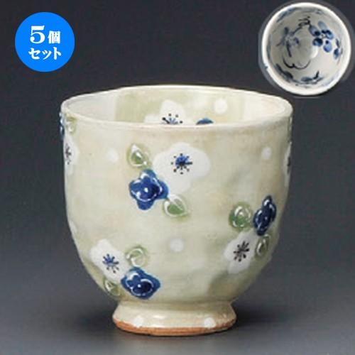 ☆ 夫婦湯呑 ☆ 花友禅グリーン湯呑（大） [ 80 x 78mm ] 【和食器 飲食店 お祝い 夫婦 】