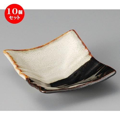 10個セット ☆ 向付 ☆ うのふ天目ぬり分け木目角鉢 [ 132 x 127 x 48mm ] 【料亭 旅館 和食器 飲食店 業務用 】
