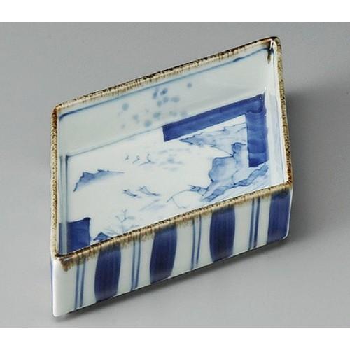 ☆ 向付 染付山水菱形向付 [ 240 x 135 40mm ] 【料亭 旅館 和食器  