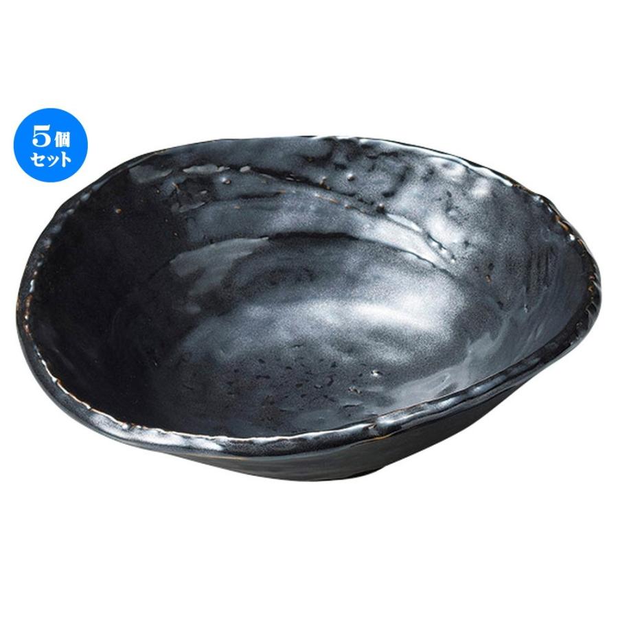 5個セット ☆ 刺身鉢 ☆ 鉄結晶扇中鉢 [ 175 x 165 x 54mm ] 【料亭 旅館 和食器 飲食店 業務用 】