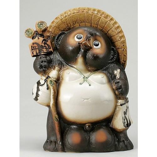 たぬき　置物　縁起物　陶器製　全長約47cm 狸 タヌキ 商売繁盛 開運 招福 玄関飾り オブジェ レトロ アンティーク　1017ZS ☆ 信楽たぬき 15号開運狸 [ 395 x 260 485mm ] 【インテリア 玄関