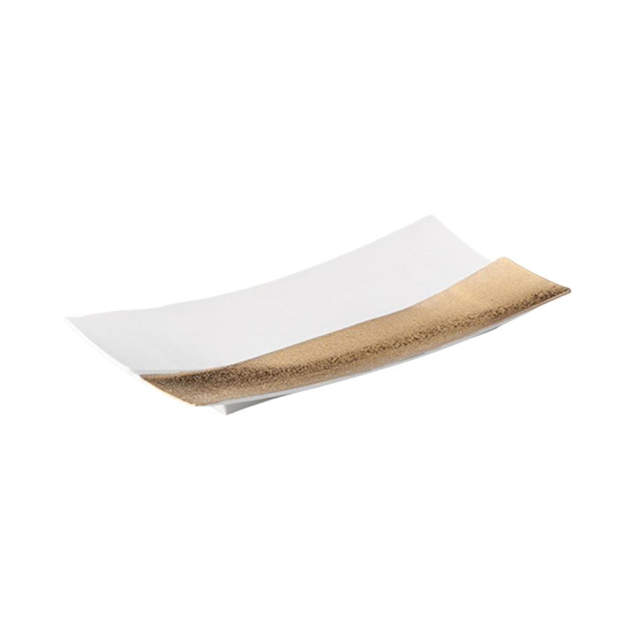 和食器 / 金\u0026白仕切菱型長角皿 寸法:295×130×34mm