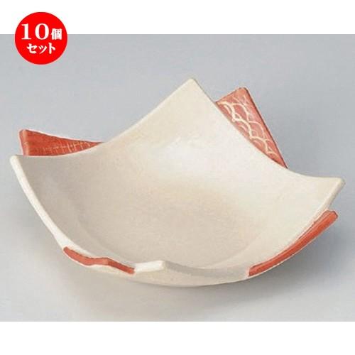 10個セット ☆ 向付 ☆赤絵重ね皿 (中) [ 15.5 x 15.5 x 4.5cm 340g ] 【 料亭 旅館 和食器 飲食店 業務用 】