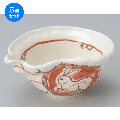 赤絵丸紋片口鉢 5個セット 5個セット ☆ 中鉢 ☆赤絵丸紋片口鉢 [ 15.4 x 11.6 6.7cm 302g ] | 和