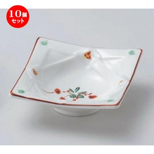 10個セット ☆ 松花堂 ☆赤絵喜ビ四角鉢 [ 11 x 11 x 4cm 180g ]  | 小鉢 和食器 洋食器 おしゃれ 業務用